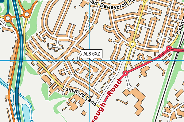 AL8 6XZ map - OS VectorMap District (Ordnance Survey)