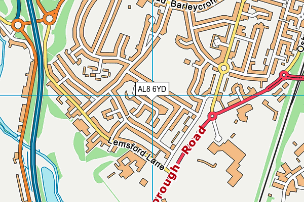 AL8 6YD map - OS VectorMap District (Ordnance Survey)