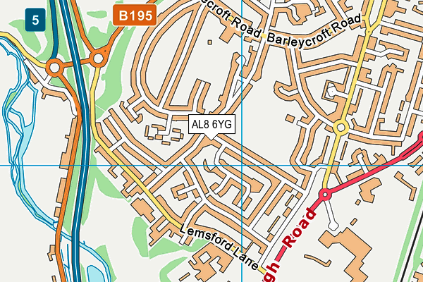 AL8 6YG map - OS VectorMap District (Ordnance Survey)