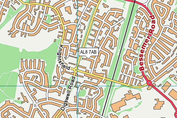 AL8 7AB map - OS VectorMap District (Ordnance Survey)