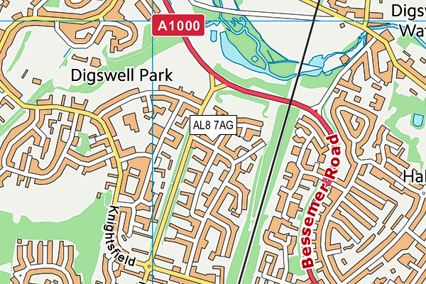 Harwood Hill Jmi School map (AL8 7AG) - OS VectorMap District (Ordnance Survey)