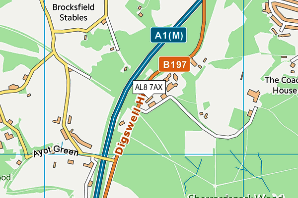 AL8 7AX map - OS VectorMap District (Ordnance Survey)