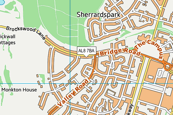 AL8 7BA map - OS VectorMap District (Ordnance Survey)