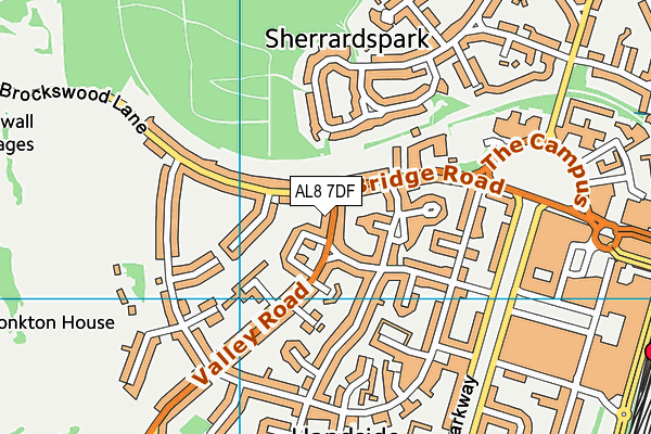 AL8 7DF map - OS VectorMap District (Ordnance Survey)