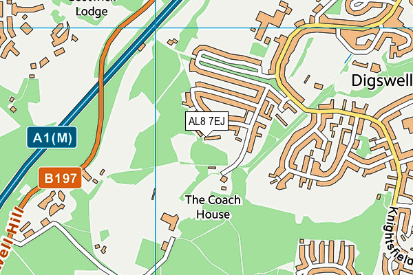 AL8 7EJ map - OS VectorMap District (Ordnance Survey)