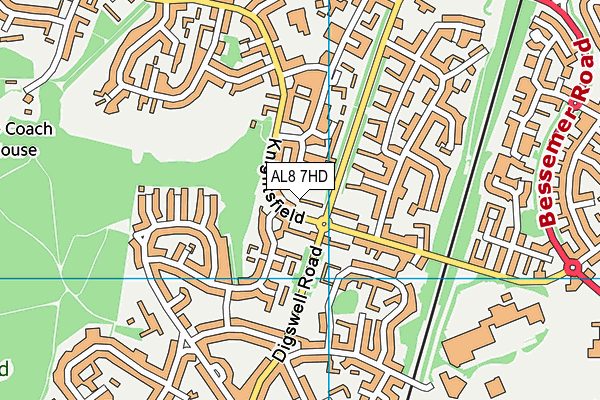AL8 7HD map - OS VectorMap District (Ordnance Survey)