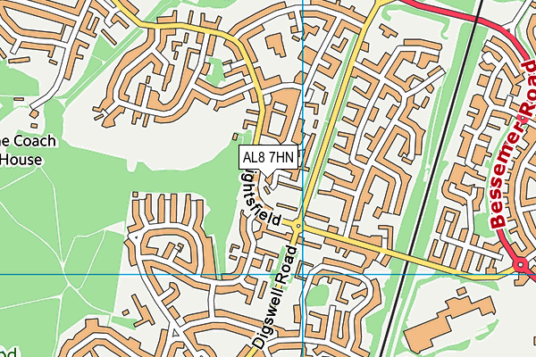 AL8 7HN map - OS VectorMap District (Ordnance Survey)