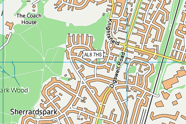 AL8 7HS map - OS VectorMap District (Ordnance Survey)