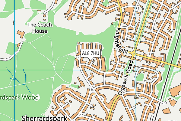 AL8 7HU map - OS VectorMap District (Ordnance Survey)