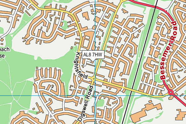 AL8 7HW map - OS VectorMap District (Ordnance Survey)