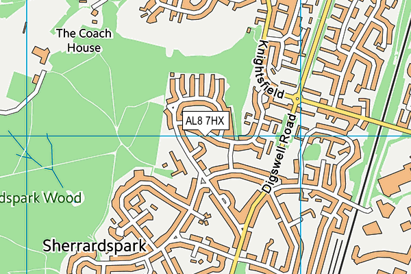AL8 7HX map - OS VectorMap District (Ordnance Survey)