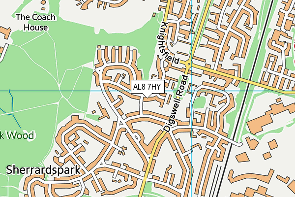 AL8 7HY map - OS VectorMap District (Ordnance Survey)