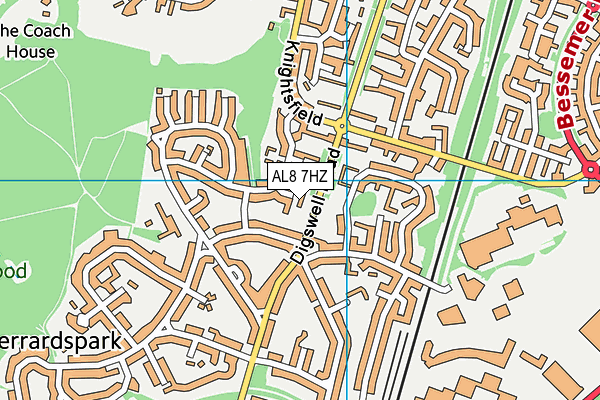 AL8 7HZ map - OS VectorMap District (Ordnance Survey)