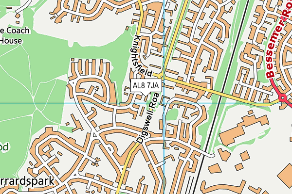 AL8 7JA map - OS VectorMap District (Ordnance Survey)