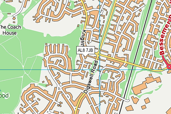 AL8 7JB map - OS VectorMap District (Ordnance Survey)