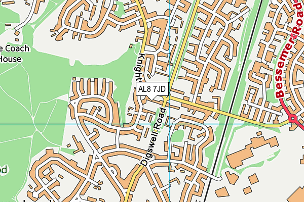 AL8 7JD map - OS VectorMap District (Ordnance Survey)