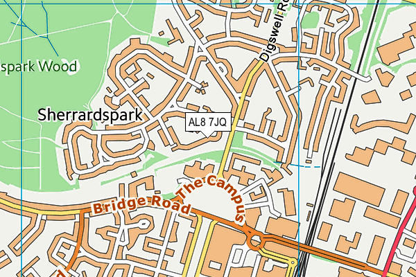 AL8 7JQ map - OS VectorMap District (Ordnance Survey)