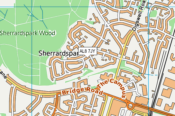 AL8 7JY map - OS VectorMap District (Ordnance Survey)