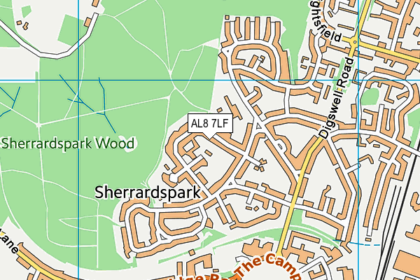 AL8 7LF map - OS VectorMap District (Ordnance Survey)
