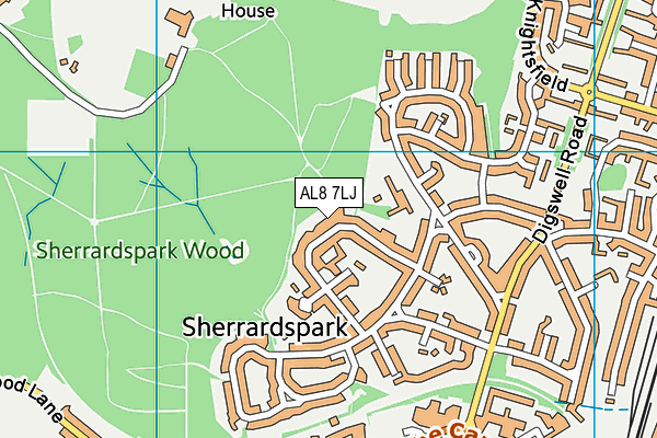 AL8 7LJ map - OS VectorMap District (Ordnance Survey)
