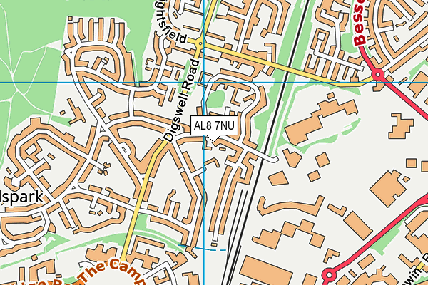 AL8 7NU map - OS VectorMap District (Ordnance Survey)