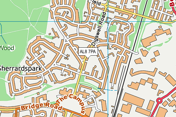 AL8 7PA map - OS VectorMap District (Ordnance Survey)