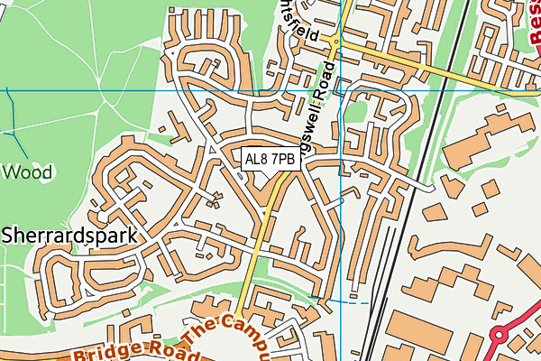 AL8 7PB map - OS VectorMap District (Ordnance Survey)