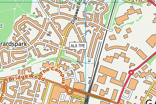 AL8 7PE map - OS VectorMap District (Ordnance Survey)