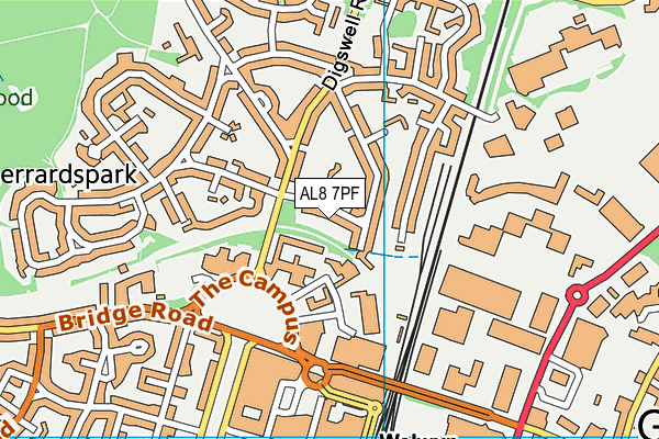 AL8 7PF map - OS VectorMap District (Ordnance Survey)