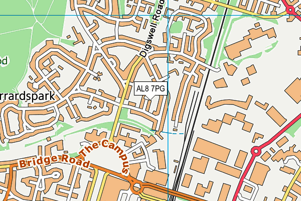 AL8 7PG map - OS VectorMap District (Ordnance Survey)