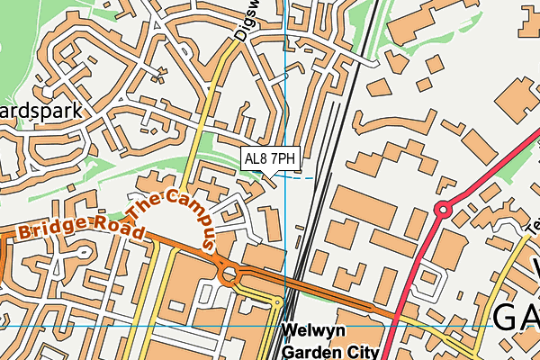 AL8 7PH map - OS VectorMap District (Ordnance Survey)