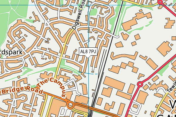 AL8 7PJ map - OS VectorMap District (Ordnance Survey)