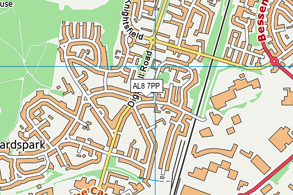 AL8 7PP map - OS VectorMap District (Ordnance Survey)