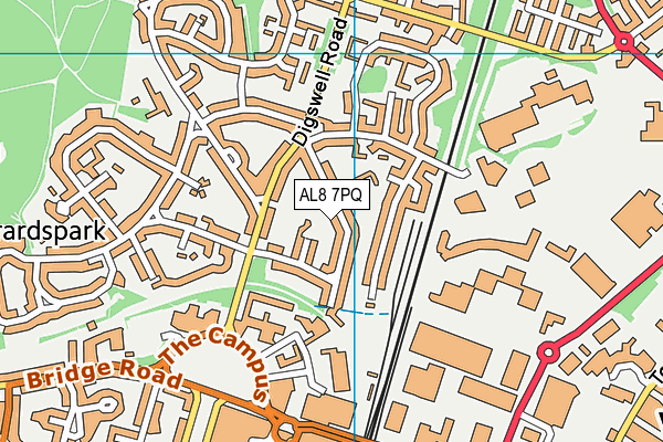 AL8 7PQ map - OS VectorMap District (Ordnance Survey)