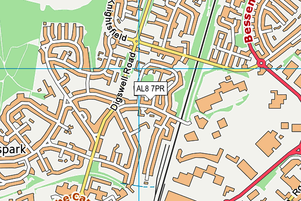 AL8 7PR map - OS VectorMap District (Ordnance Survey)