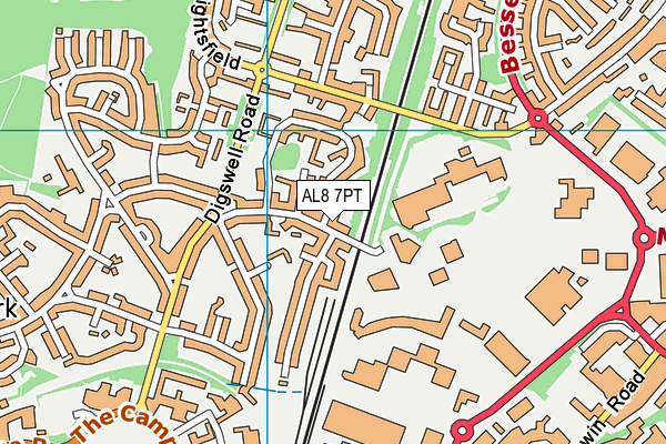 AL8 7PT map - OS VectorMap District (Ordnance Survey)