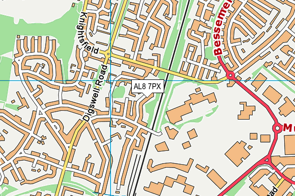AL8 7PX map - OS VectorMap District (Ordnance Survey)