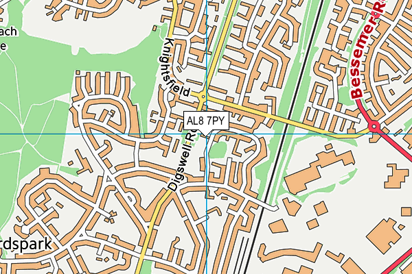 AL8 7PY map - OS VectorMap District (Ordnance Survey)