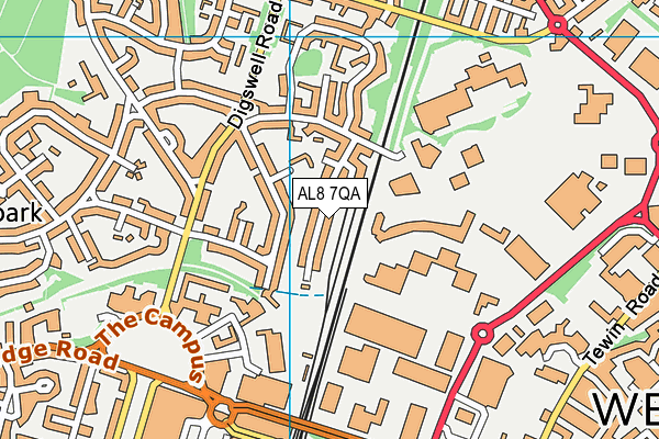 AL8 7QA map - OS VectorMap District (Ordnance Survey)