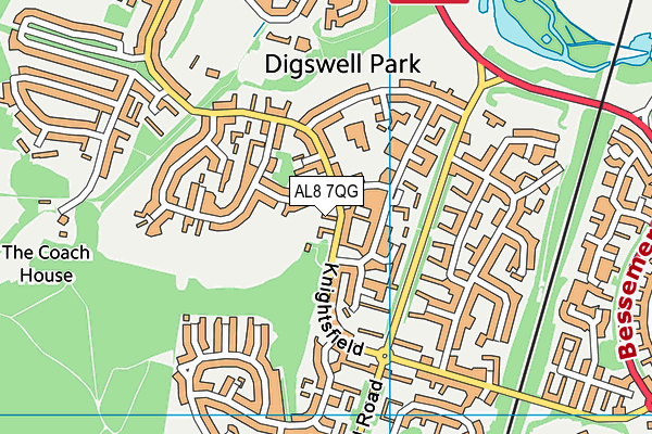 AL8 7QG map - OS VectorMap District (Ordnance Survey)