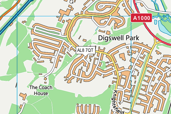 AL8 7QT map - OS VectorMap District (Ordnance Survey)