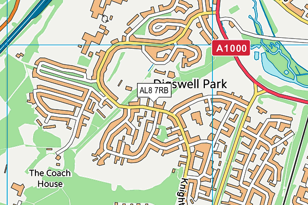 AL8 7RB map - OS VectorMap District (Ordnance Survey)