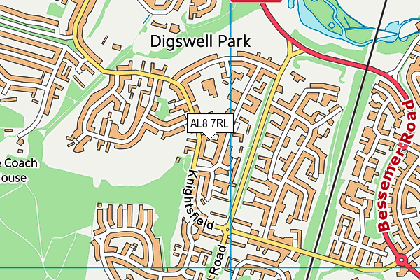 AL8 7RL map - OS VectorMap District (Ordnance Survey)