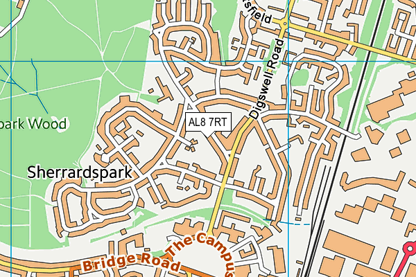 AL8 7RT map - OS VectorMap District (Ordnance Survey)