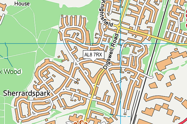 AL8 7RX map - OS VectorMap District (Ordnance Survey)