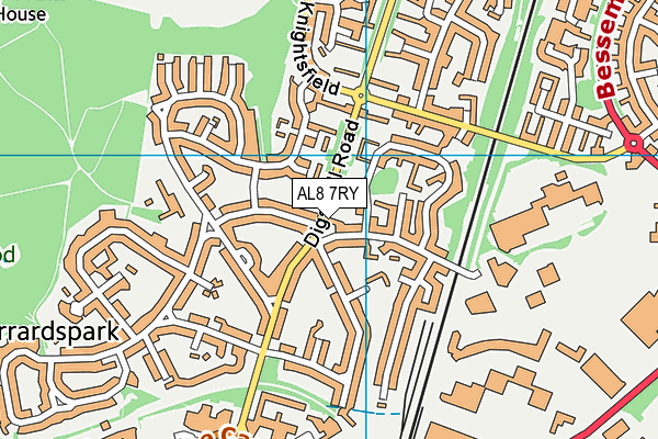 AL8 7RY map - OS VectorMap District (Ordnance Survey)