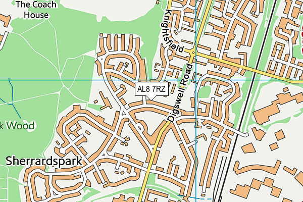 AL8 7RZ map - OS VectorMap District (Ordnance Survey)