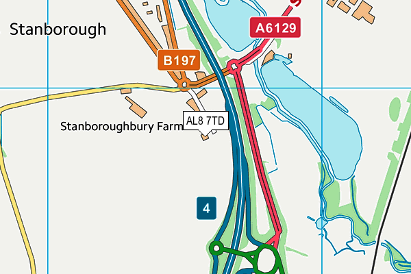 AL8 7TD map - OS VectorMap District (Ordnance Survey)