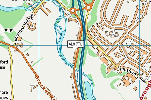 AL8 7TL map - OS VectorMap District (Ordnance Survey)
