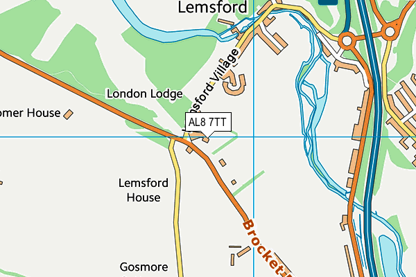 Lemsford Village Hall map (AL8 7TT) - OS VectorMap District (Ordnance Survey)